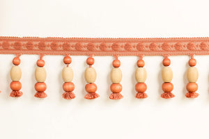 T2717-2 Jacquard Wooden Ball Tape Coral
